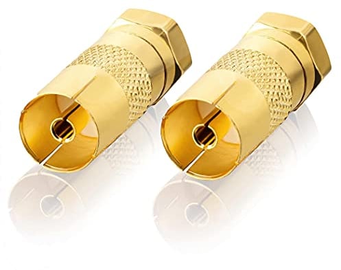 SEBSON SAT Antenne Adapter Set - 2X F-Stecker auf Koax Buchse (IEC) - Antennenkabel Adapter für TV, SAT Receiver, Kabelrouter mit F-Anschluss