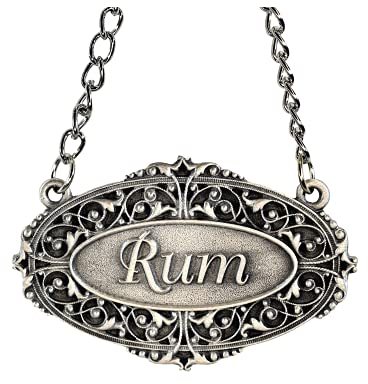 Heritage Pewter Rum Liquor Decanter Label – Rum Liquor Tag with Adjustable Chain | Perfect for Housewarming Gift, Parties, Holidays, & Anniversaries | Expertly Crafted Fine Pewter