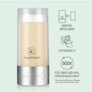 Soapflaker Seifenspender für Feste Handseife - incl. Seifenstück mit Aloe Vera Duft 65 g