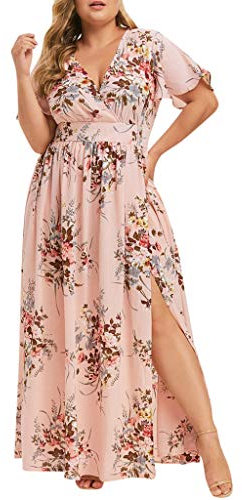 WWricotta Robe Longue Bohème Grande Taille pour Femme Ronde - Tunique Basique A-Line Évasée pour Printemps Été