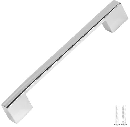 Decoranddecor Dimora D-Shape Cupboard Handles | Rectangular Kitchen Handles for Cupboards | Cabinet Pulls - 224mm, Polished Chrome