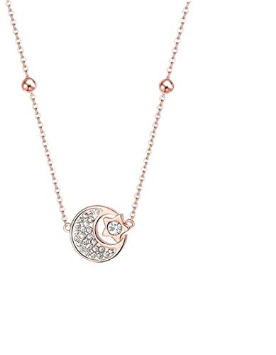 TOMYEUS Collier Femme Nouveau Collier de Lune en Or Rose for Femmes Cadeaux de chaîne de clavicule Vintage des Femmes for Les Meilleurs Amis Argent Collier
