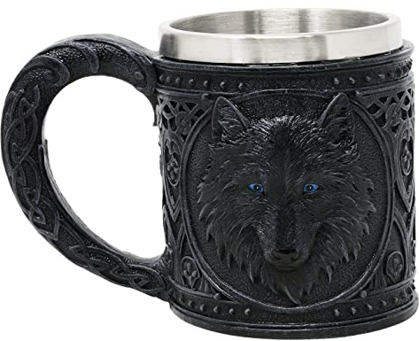 MystiCalls Wolfskrug schwarzer Wolf - Krug, Wolf, Tier, Mystisch, Fantasy