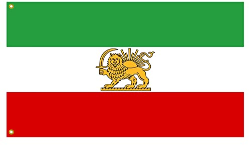 Lixure Iran Flagge 120x180cm ALT Iranische Royal Löwe Fahne Ehemalige Persien -Polyester, Digitaldruck, lebendige Farbe, lichtbeständig, doppelt genäht, mit Messingösen für Garten Innen- Außenbereich