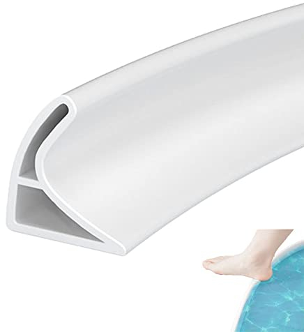 3 Meters Curved Groove Shower Threshold Water Barrier, Wet Room Floor Barrier Dam,Shower Tray Sealing Strip,Bathroom Floor Seal Trim,Sink Bathtub Countertop Water Retaining Strip(White,4cm H*3cm W)