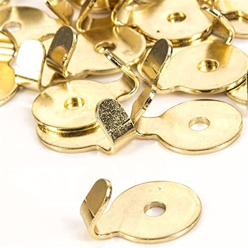 10 Pack Brass Plated Round Picture Hooks 25mm – Heavy Duty Wall Hooks for Hanging Pictures, Mirrors, Canvases and Frames – 1 Hole Gold Picture Hangers for Home and Office Use
