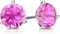 Bellitia Jewelry 925 Sterling Silber Geburtsstein Edelstein Ohrstecker für Frauen Damen, Simulierter Turmalin Ohrringe Hypoallergener Ohrschmuck Rosa Stein Geschenk Set, 1ct 6.5mm