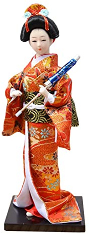Baoblaze Ethnische Japanische Geisha-Puppe in Traditionellem Folk-Kimono, Orientalische Handgefertigte Asiatische Statuette für Dekoration, Stil A