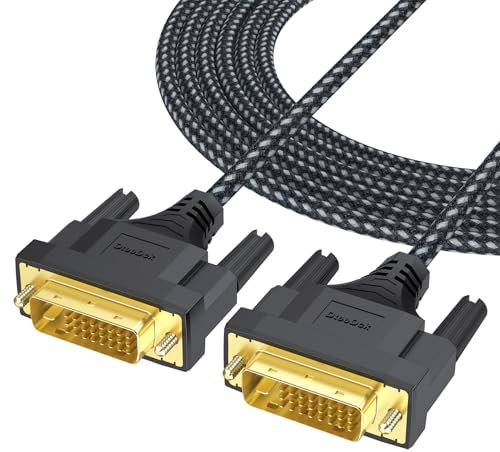DteeDck DVI Cable 10ft, DVI to DVI-D Cables, 24+1 Dual Link DVI Cord Male to Male for Monitor Computer PC Desktop Projector Display and more