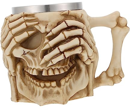 Cabilock 1 Pc Taza Jarra De Cerveza Esqueleto Copa Vikinga Copa De Calavera Vasos Craneales Copa De Esqueleto Jarra De Cerveza De Calavera Acero Inoxidable 3d Cráneo Juego De Vino