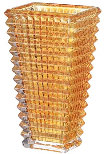 MCMCNCUIU Große Kristallvasen für Blumen, große Blumenvase, moderne Bernsteinvasen für Wohnzimmer, Schlafzimmer, Küche, Esstisch, Kaminsims, Hochzeit, 22,9 cm