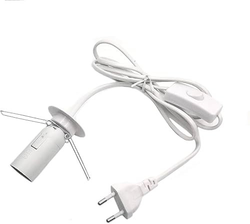 Cavo con lampadina per Lampada di sale Lampada Presa UE con Interruttore E14-15w Portalampada cavo 1,2mt Bianca Adatto alla Camera da letto della Cucina del Soggiorno
