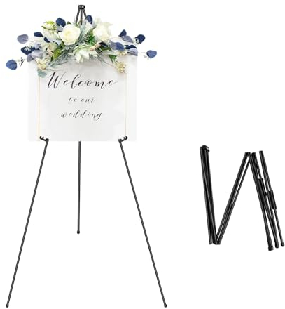 Staffelei Holz Groß Staffelei Hochzeit Willkommen 150 cm Staffelei Ständer für Hochzeitsschild Poster, Staffelei Kinder, Verstellbare Standstaffelei bis 105cm, Willkommensschild Hochzeit Staffelei