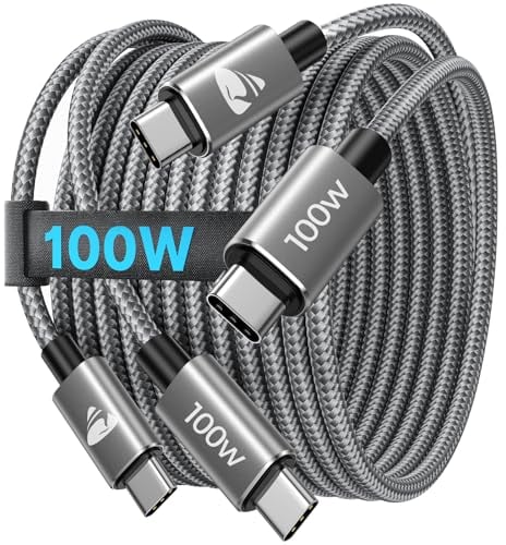 USB C auf USB C Kabel [ 2Stück 2M+2M ] 100W USB C Kabel PD Schnellladekabel Nylon USB Typ C Ladekabel für iPhone 17 Pro, iPhone 16 15, Samsung S24 S23 S22 S21, iPad Pro, MacBook Pro/Air, Pixel,Switch