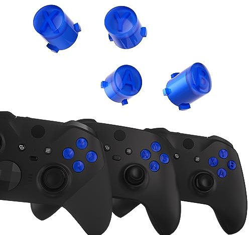 eXtremeRate ABXY Tasten für Xbox Elite Controller Serie 2 Core, Elite Serie 1 Ersatzteile, zweifarbige Aktionstasten für Xbox Series X/S, für Xbox One S/X Controller-Clear & Blue