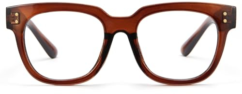 Cyxus Nerd-Brille Ohne Stärke Blaulichtfilter Brille Herren Damen Mode Retro Brillenfassung Stil für PC TV Tablet Unisex （8153T29 Braun）