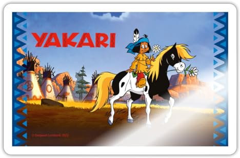 Spreadshirt Yakari und kleiner Donner auf Erkundungstour Sticker, max. 10x10 cm, 10 x 10 cm, Weiß glänzend