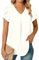 Anyally Womens Summer Dressy Chiffon Blouses V Neck Petal Short Sleeve Tunic Tops for Leggings Casual T-Shirts, L White
