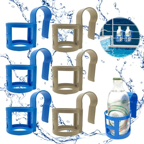 Gobesty 6 Stück Getränkehalter Pool Zubehör, Becherhalter Poolrand Multifunktionaler Poolzubehör, Pool Becherhalter Aus Kunststoff, Getränkehalter Für Schwimmbäder Passend Für Die Meisten Schwimmbäder