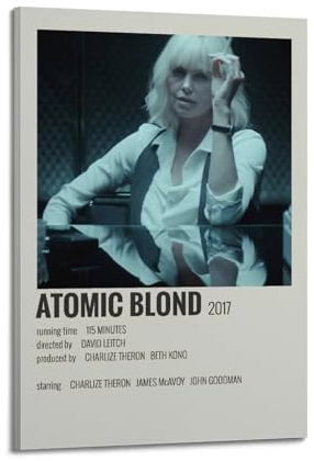 ZaMouss Filmposter Atomic Blonde auf Leinwand, Wandkunst, Dekoration, Wohnzimmer, Schlafzimmer, Dekoration, Poster, 40 x 60 cm, Rahmenstil