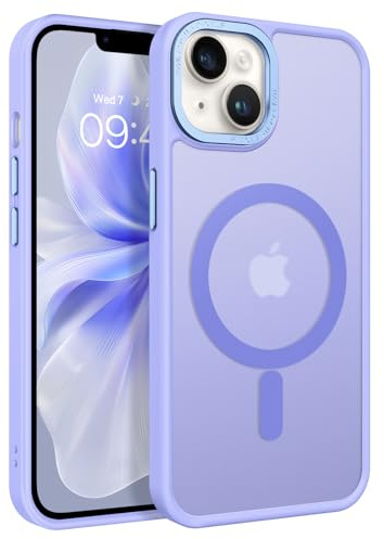 GaoBao Strong Magnetic Case for iPhone 14 Plus, Slim Fit Translucent Matte Purple Protective Cover, Compatible with MagSafe, Wireless Charging, Slim Fit, Magnetic