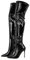 blingqueen Stivali da donna sopra il ginocchio con tacco alto elasticizzato, Pintura Nero, 46 EU