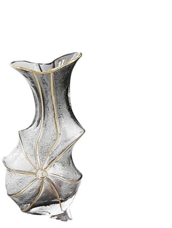 Vase Vase en Verre créatif doré de Luxe de Haut Niveau, Vintage, Rose d'eau Transparente, Arrangements Floraux de Table de Salon Vase Decoratif(B-2)