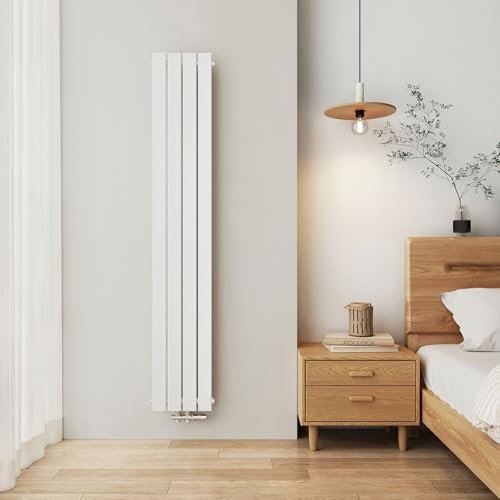 EMKE Heizkörper Klein 1800 x 300 mm, Vertikal Heizkörper Schmal Hoch Badezimmer Flachheizkörper Mittelanschluss Design Paneelheizkörper Einlagig Wandheizkörper 627 Watt Weiß