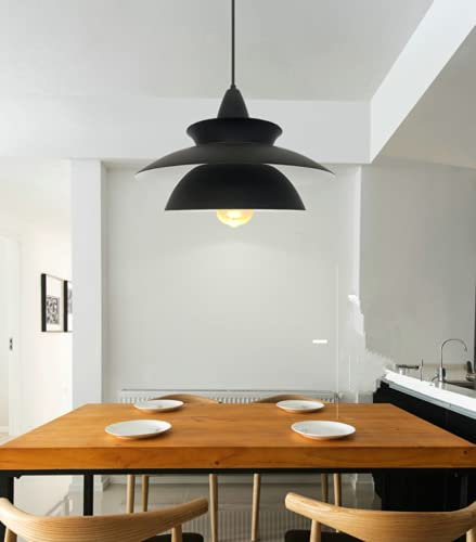 SSNCcNC Schwarz, Danish Designer Pendellampe Nordic Kreative Pendelleuchte Modern E27 Eisen Hängelampe Wohnzimmer Restaurant Hängeleuchte Arbeitszimmer Studie Bar Schlafzimmer Kronleuchter