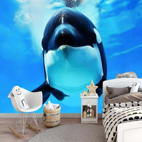 Generic Vlies Fototapete 250 x 175 cm Wandtapete Schlafzimmer Wohnzimmer Blau Orca-Unterwasser Effekt Wand Dekoration