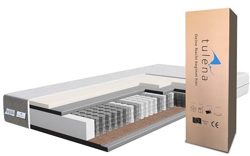 TULENA NOX Matratze 180x190 H3 + H4 Taschenfederkernmatratze 23 cm Comfort Matratze für Kinder und Erwachsene - Wendematratze mit Bezug mit Reißverschluss Rollmatratze Oeko-TEX Zertifiziert