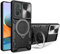 ILING Funda para Xiaomi Redmi Note 10 Pro 4G, Textura de Metal Dura Mate PC Carcasa, Silicona TPU Bumper Antigolpes Cubierta con Anillo Soporte y Tapa Cámara Deslizante (Negro)