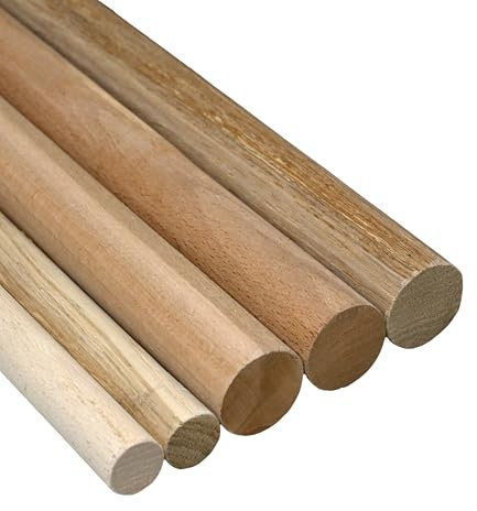 Hilwood Rundstab Rundstäbe Eiche Esche Buche Ø22 mm bis 60 mm (1m -1,19 m Länge) (Holzart: Eiche, 100 cm, Durchmesser: 50 mm)