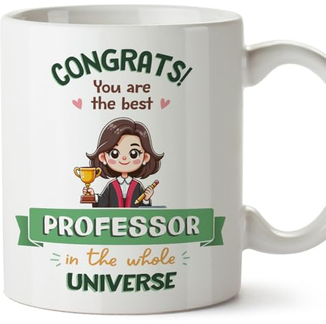 MUGFFINS Professor Woman Mug - in English - Best in Universe Trophy - Funny Gift for Colleagues - Ceramic 11oz Mug