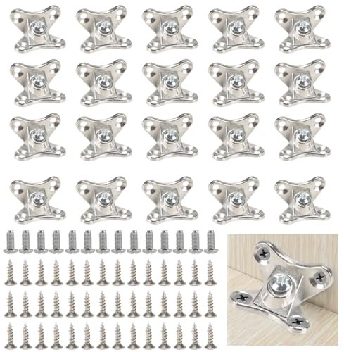HO2NLE 20 Pezzi Staffe Angolari Metallo 20X30mm Forma di Farfalla Squadrette per Legno, Libreria, Finestre, Mobili con Viti