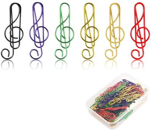 100stücke Notenschlüssel Büroklammern Musik, niedliche süße Deko Clips Büroklammern, Noten Büroklammern, Musiknoten Büroklammern für Schreibtisch, Büro, Schule, Foto, Lesezeichen, Büroklammern