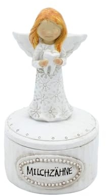 Brillibum Design Milchzahndose mit Zahnfee-Figur Polyresin Kinder Zahndose Handbemalte Dose für Milchzähne Milchzahn-Schatztruhe (Fee mit Zahn)