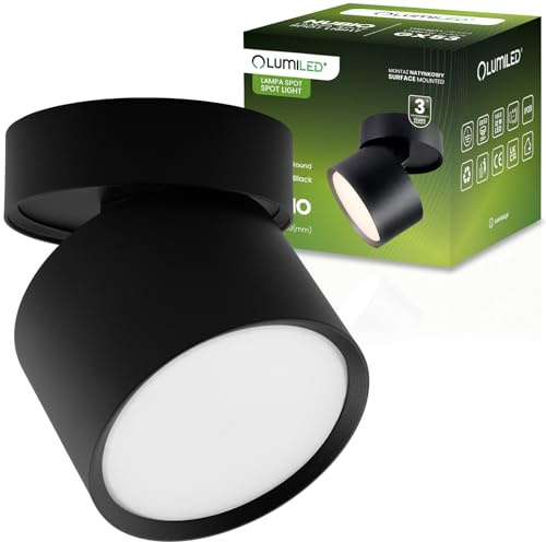 Lumiled Aufbauspot Aufbaustrahler Aufbauleuchte Aufputz drehbar Spotleuchte 230V Deckenleuchte GX53 Fassung aus Aluminium Downlight Rund Spot Schwarz Deckenstrahler Tuba