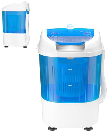 SOARS Mini Lavadora Portátil con Centrifugado, Lavadora de Camping Hasta 2 Kg, Lavadora Móvil de Viaje 170W con Manguera de Desagüe, Lavadora de Carga Superior, 36 x 34 x 51cm