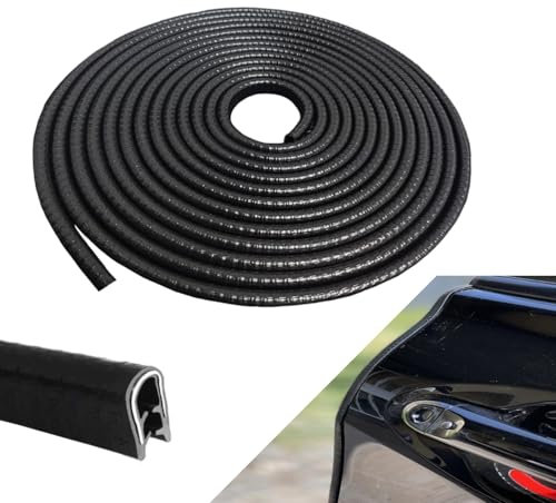 4 Meter Car Door Protection Edge Guards Black, Fits Most Vehicles, No Glue Required, Fade-Resistant, U-Shaped Automotive Trim Car Door Edge Protector for Trucks SUV Sedans