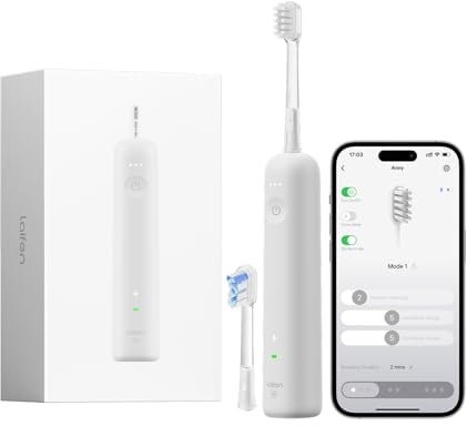 Laifen Wave Spezial Elektrische Zahnbürste, Oszillation & Vibration Schallzahnbürste für Erwachsene mit App, 2 Bürstenköpfe (Grau)