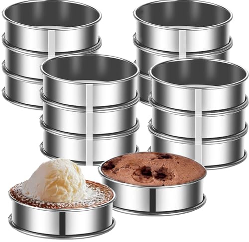 12 Packungen Crumpet-Ringe, 10,2 cm, englische Muffinringe, Edelstahl, doppelt gerollt, antihaftbeschichtet, Metall, runde Kuchenringformen für Kekse, Kochen, Backen