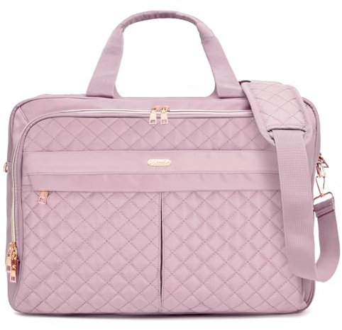 WIRABO 17,3 Zoll Laptoptasche Damen Herren, Laptop Bag, Wasserdichte Aktentasche für Geschäftsreisen, Schule, Arbeitstasche (Hellviolett Pro – Robustere Metallösen für höhere Belastung, 17.3 Zoll)