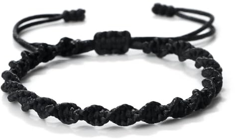 QRH Twisted Woven String Rope Bracelet for Women Men Tibetan Buddhist Sprial Braided Rope Bracelets Kabbalah Amulet Protection String Waterproof Summer Surfer Bracelets Anklets, Adjustable Size, Nylon