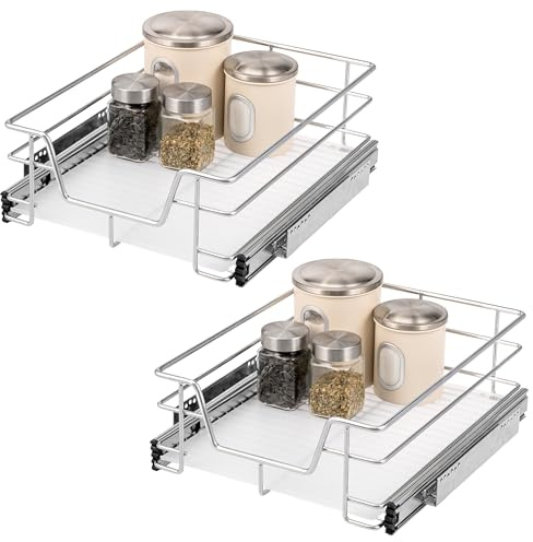 bremermann Teleskopschubladen 2er Set - 45 cm mit Einlegeboden, K�chenschublade zum Nachr�sten, Vollauszug mit Teleskop-Schienen, ideal f�r K�che, Bad & Schlafzimmer, aus Metall (Chrom)