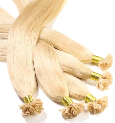 hair2heart Extensions Echthaar Bondings glatt - 25 Strähnen 1g 40cm 9/0 lichtblond
