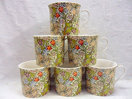 Set of 6 China Palace Mugs in Vintage William Morris Golden Lilly Design