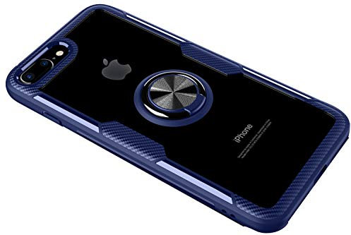 SORAKA Cover Trasparente per iPhone 8 Plus con Supporto anello,Cover Acrilico trasparente Custodia iPhone 7 Plus con piastra metallica per Supporto Auto Smartphone Magnetico