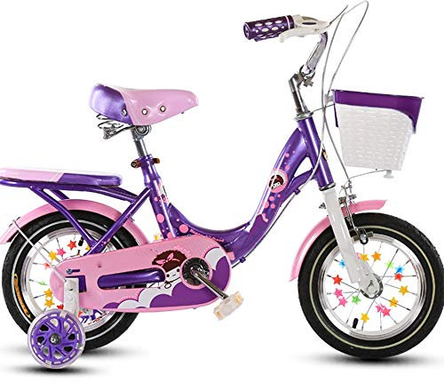 Axdwfd Kinderfahrräder Kinderfahrräder Kinderfahrrad Jungen und Mädchen Radfahren, Trainingsräder für 12 14 16 18 Zoll Fahrrad geeignet für Kinder 2-9 Jahre alt rosa lila