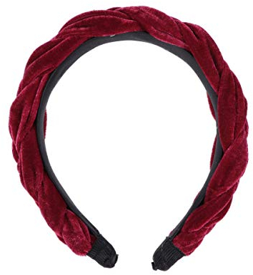 Geflochtenes Stirnband Gepolstertes Stirnband Breit Harthaar Reifen Vintage Haarband für Frauen (Breit, Rot)